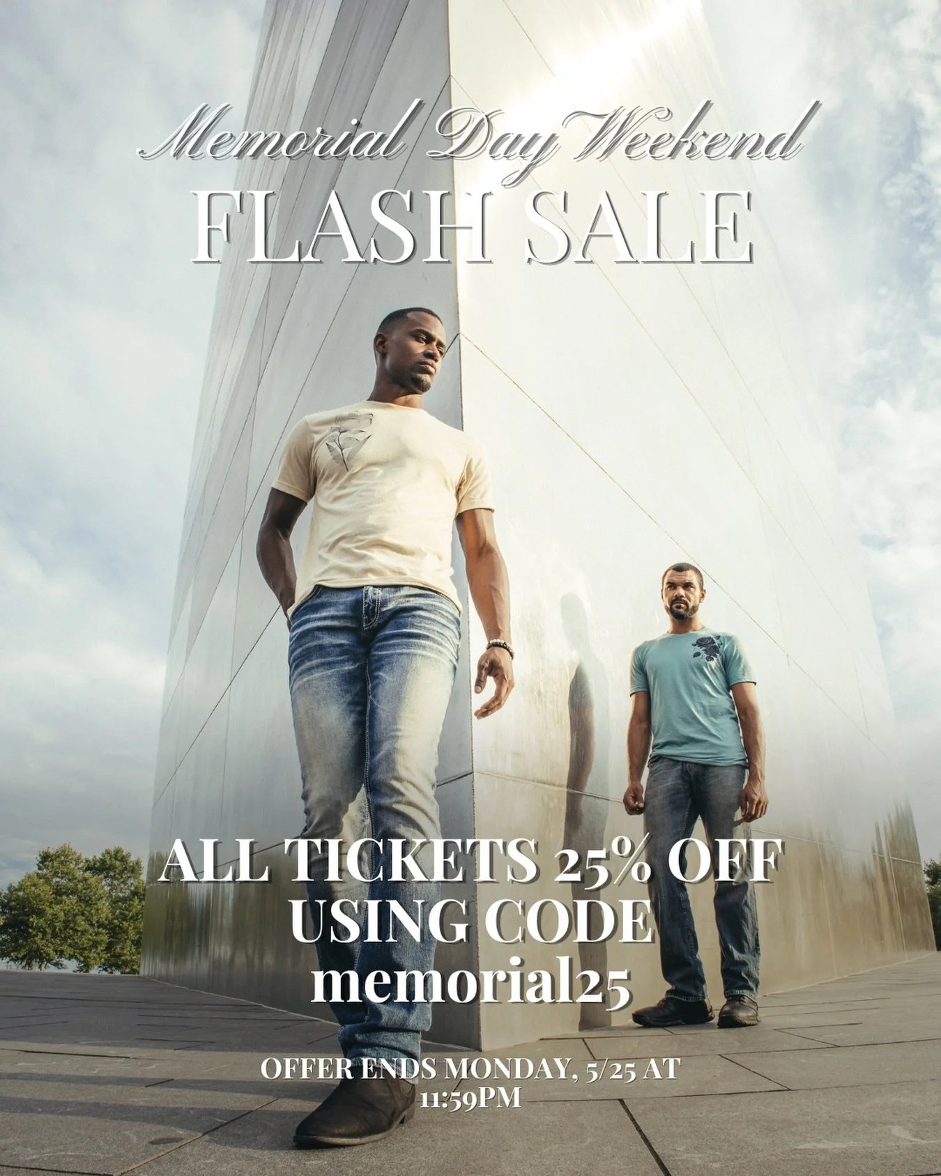 The Memorial Day Weekend Sale is here! Use code &ldquo;memorial25&rdquo; at checkout for 25% OFF all STLFW tickets for a limited time. 

Don&rsquo;t miss your chance to experience the runway, the designers, and the energy of St. Louis Fashion Week! 
