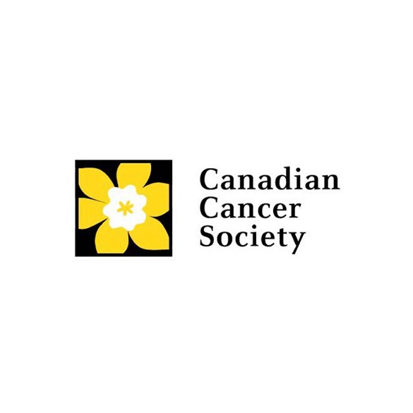 Logo of the Canadian Cancer Society with a yellow and white flower inside a black square, and the organization's name in black text to the right.