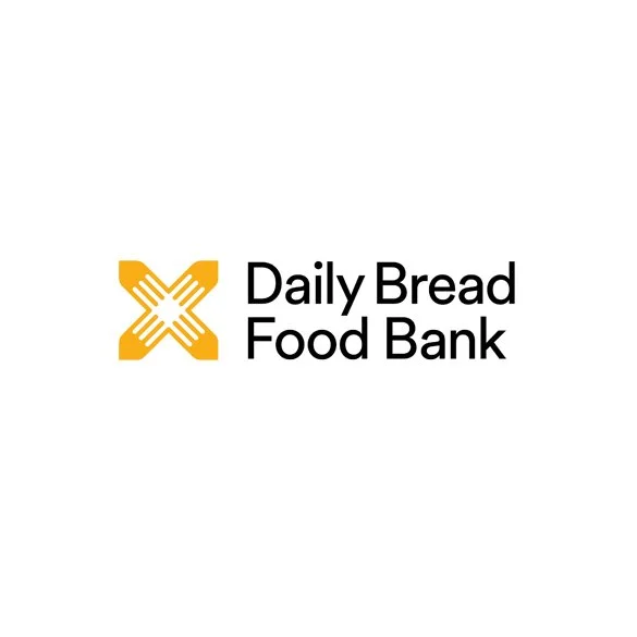 Logo of Daily Bread Food Bank with a stylized wheat symbol in yellow and black text.