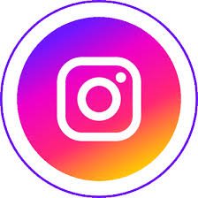 Instagram logo with pink, purple, and orange gradient background.