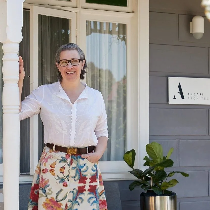 Alex Ansari standing outside her architecture practice.
