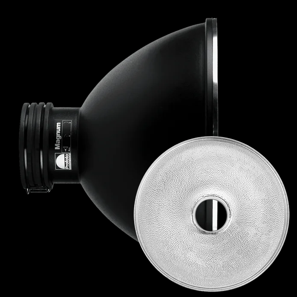 Profoto Magnum Reflector shown from the side and front