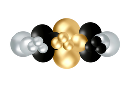 Graduation Grab & Go balloon garland in gold, silver, black, and white