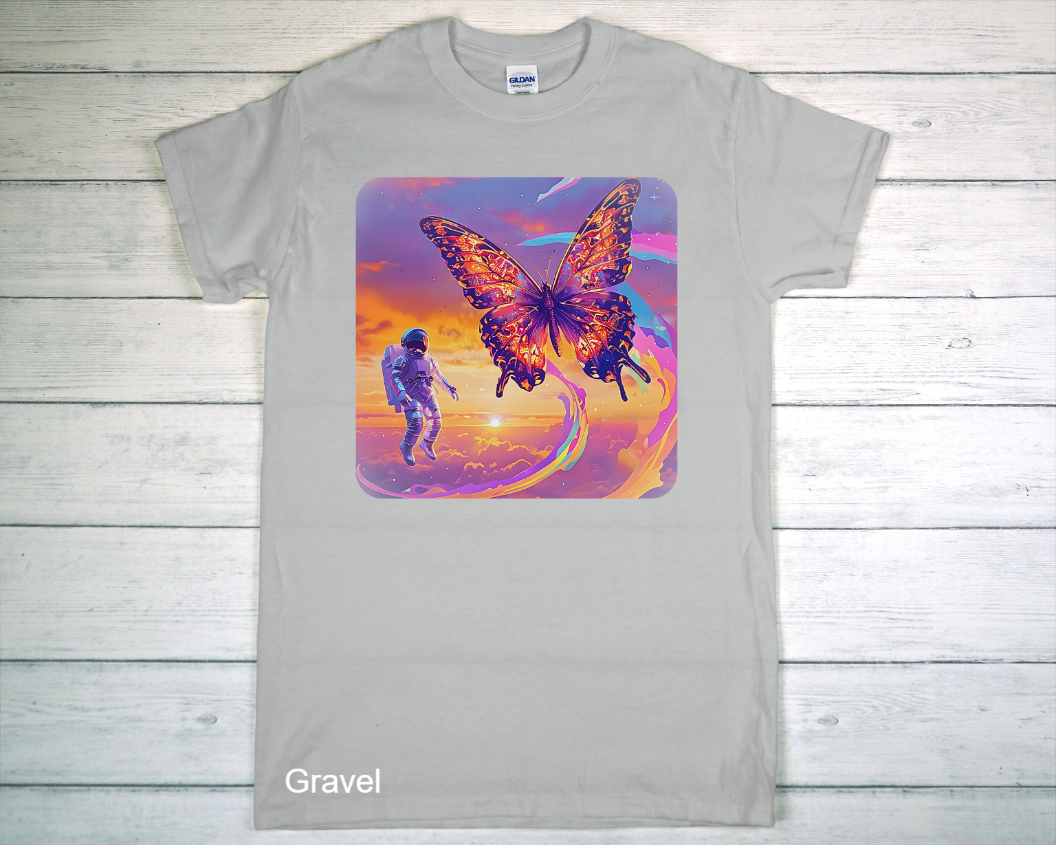 Light Gray Gildan T-Shirt on White-Washed Wooden Surface.png