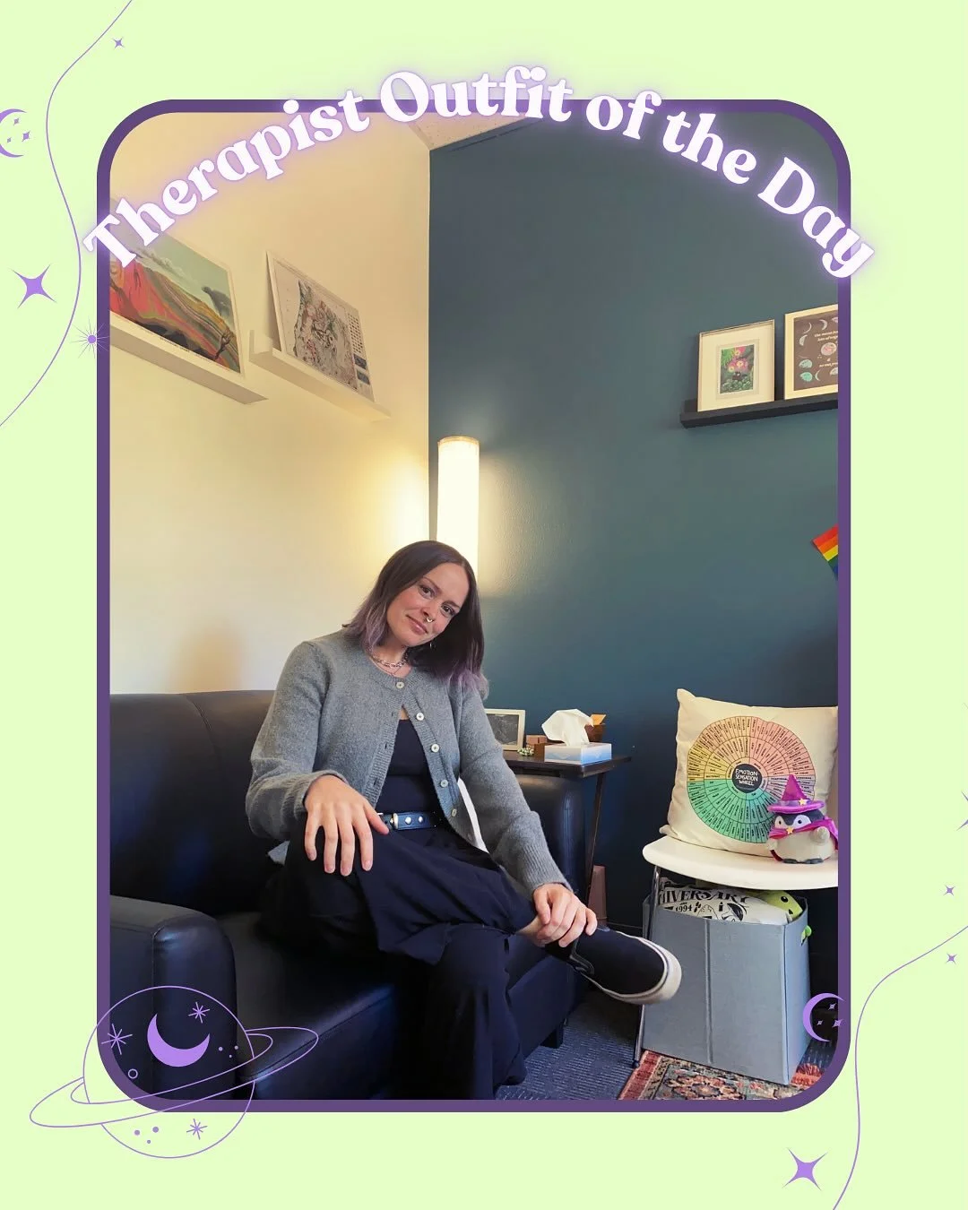 Finding my therapist &ldquo;uniform&rdquo; has been a journey; from jeans + hoodies to slacks + blazers, and now a balance that feels comfy and polished. 🌙
Style can be simple but still joyful.
What&rsquo;s one piece that always sparks joy for you t