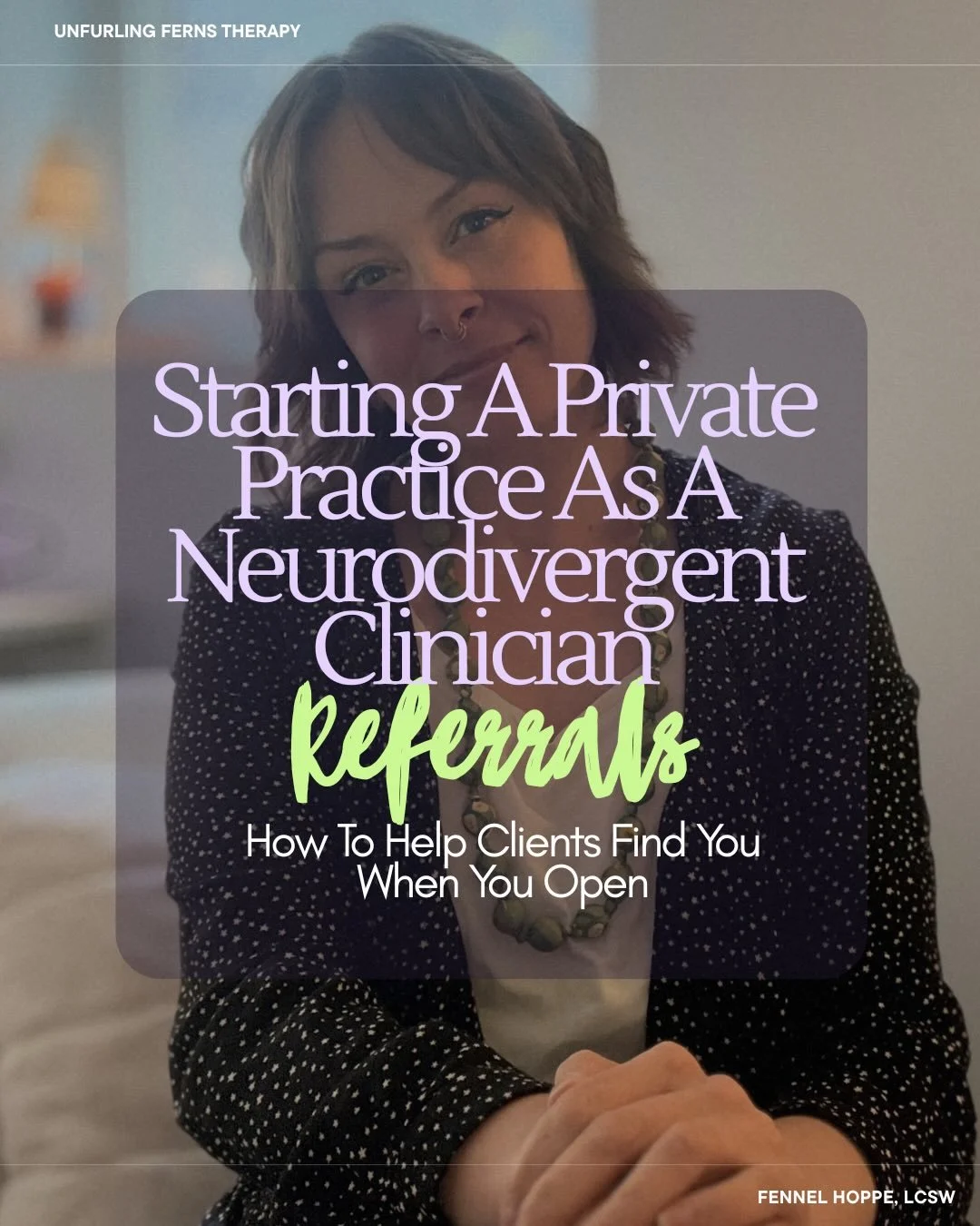 Starting a private practice as a neurodivergent clinician can become a pathway toward a more sustainable career and greater protection against burnout. 

At the same time, it is a big undertaking, and I think it&rsquo;s important to approach it thoug