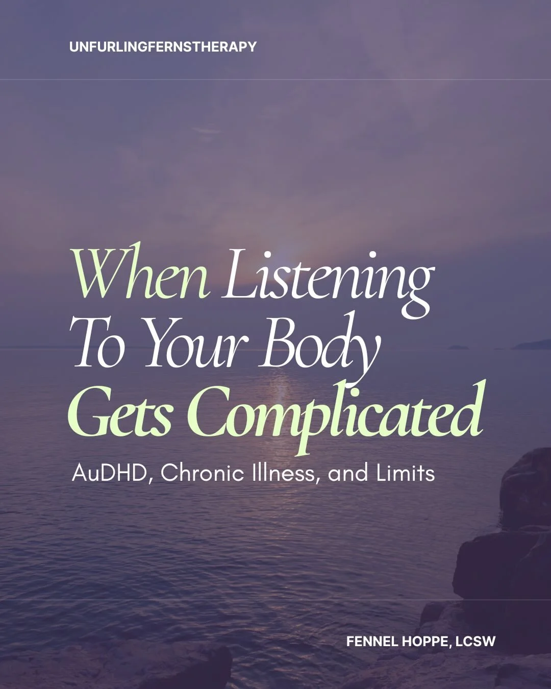 &ldquo;Listen to your body&rdquo; can get complicated with AuDHD and chronic illness.

Sometimes we don&rsquo;t realize we&rsquo;ve passed a limit until much later. And sometimes something feels impossible &mdash; until we gently begin and realize it