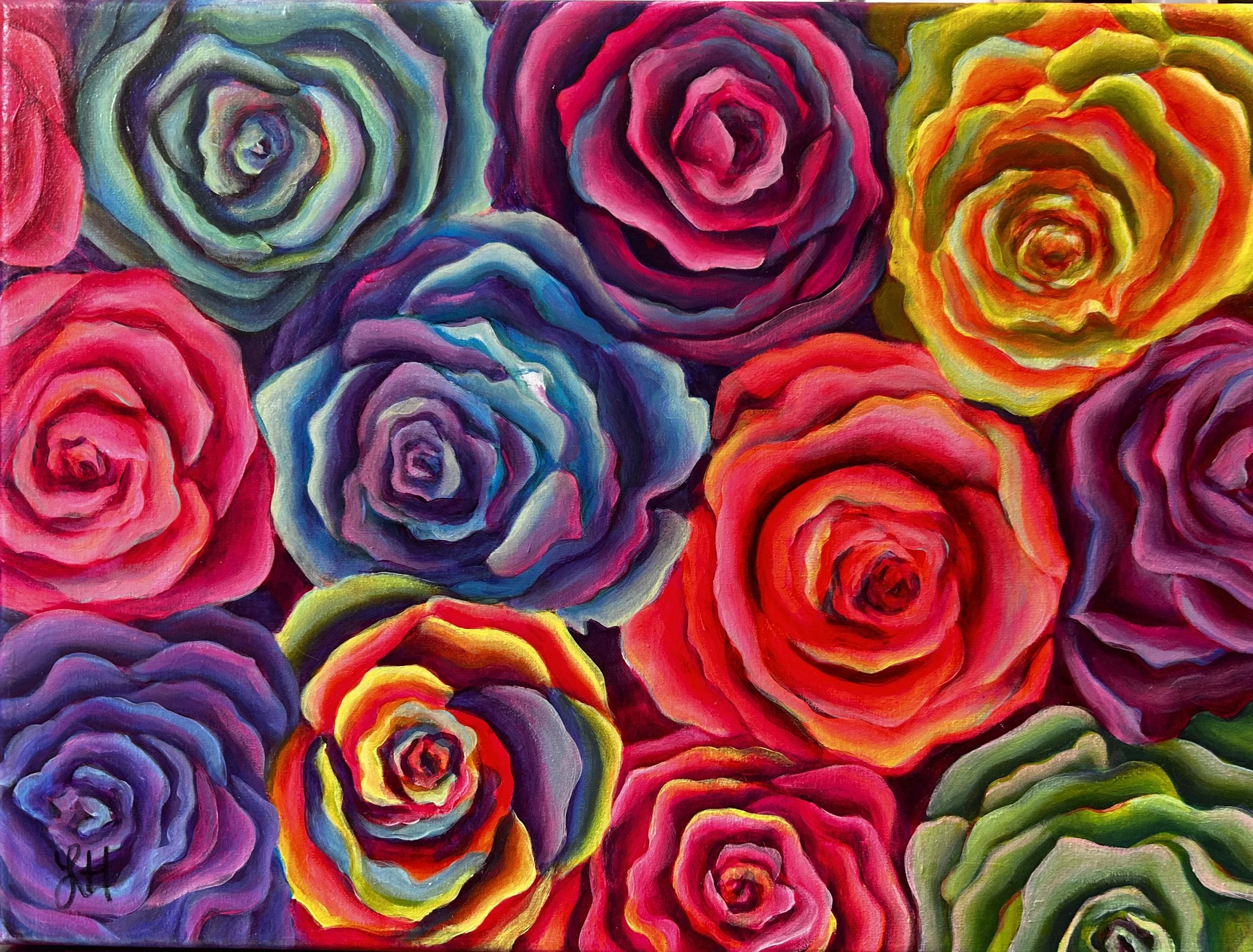 Vibrant Blooms Canvas Painting, 12x16