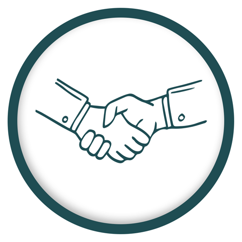 Icon of an handshake representing building relationships at ZD Advisory