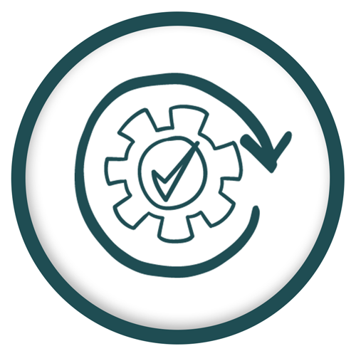 Icon of a cog representing boutique sized firm