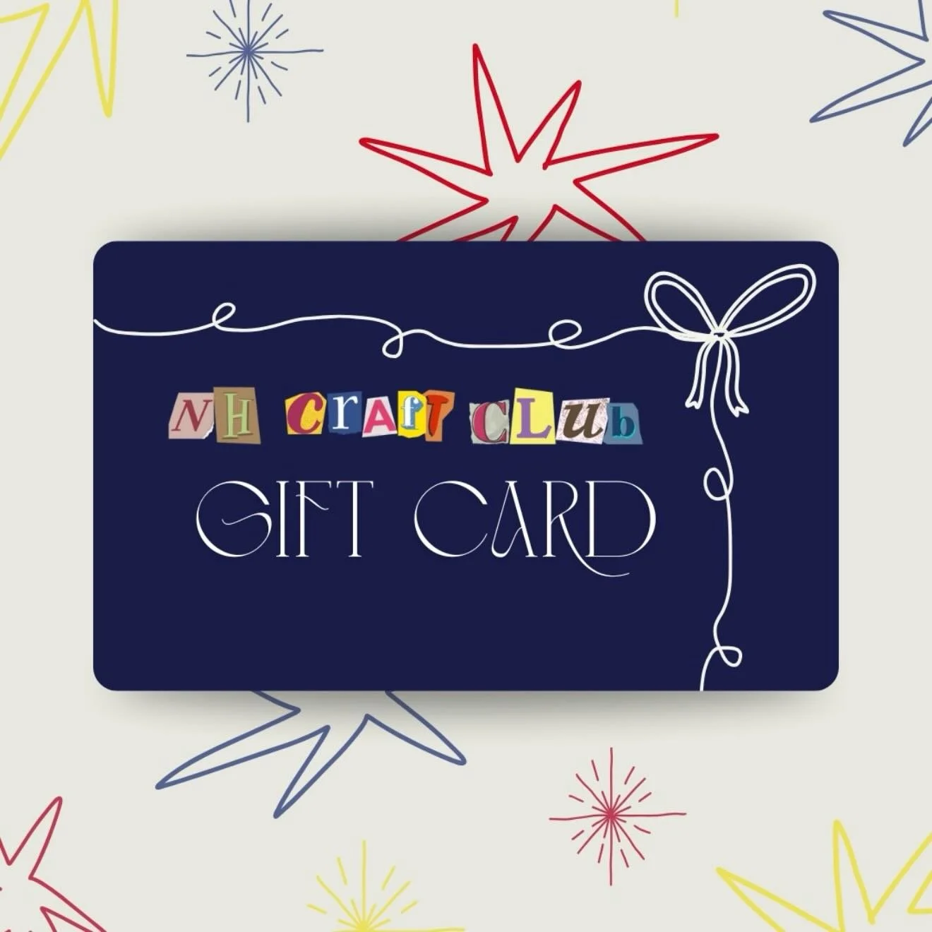 Give the gift of creativity this holiday season.
NH Craft Club gift cards are the perfect way to share inspiration with friends and family, or even purchase now for your own future use!

 Recipients can use their gift card toward any of our future ev