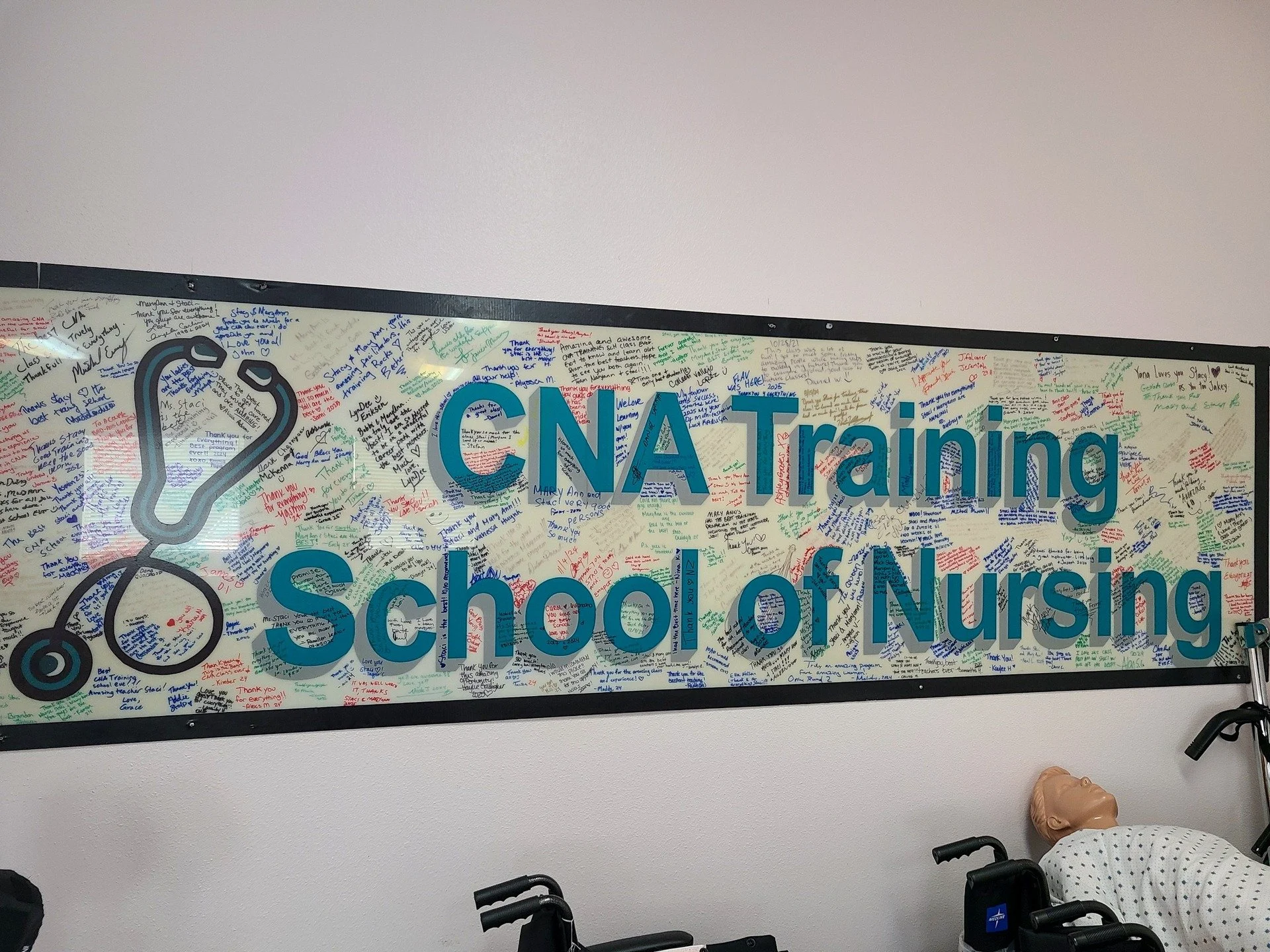 These signs hold the names, memories, and accomplishments of so many amazing students who have walked through our doors over the years 💜 Each signature represents hard work, dedication, and the beginning of a healthcare journey.

Also in loving memo