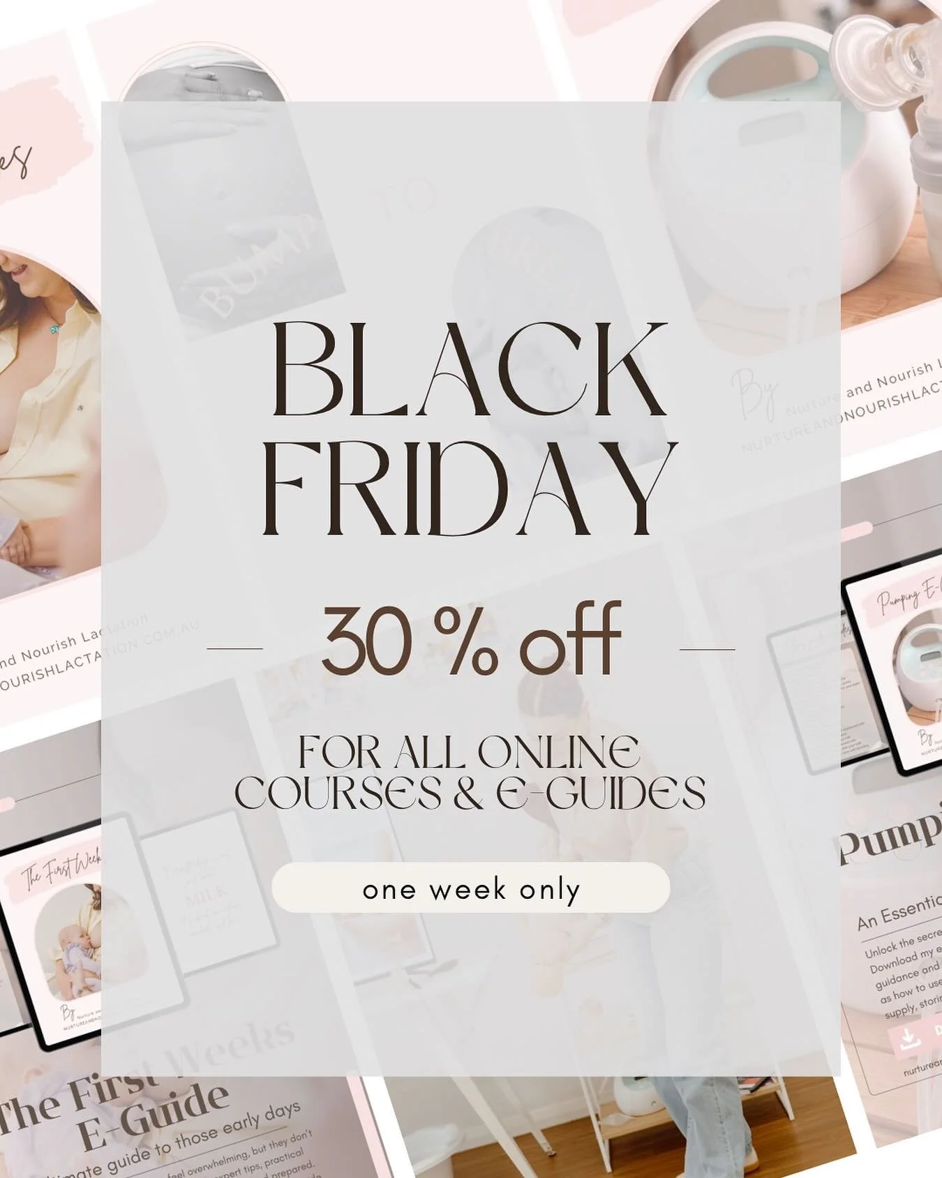 It&rsquo;s Black Friday week!

For the next 7 days only, enjoy 30% off all online courses and e-guides to support you through pregnancy, birth, breastfeeding and those early newborn days.

Empower yourself with knowledge &mdash; the sale is on now 🖤