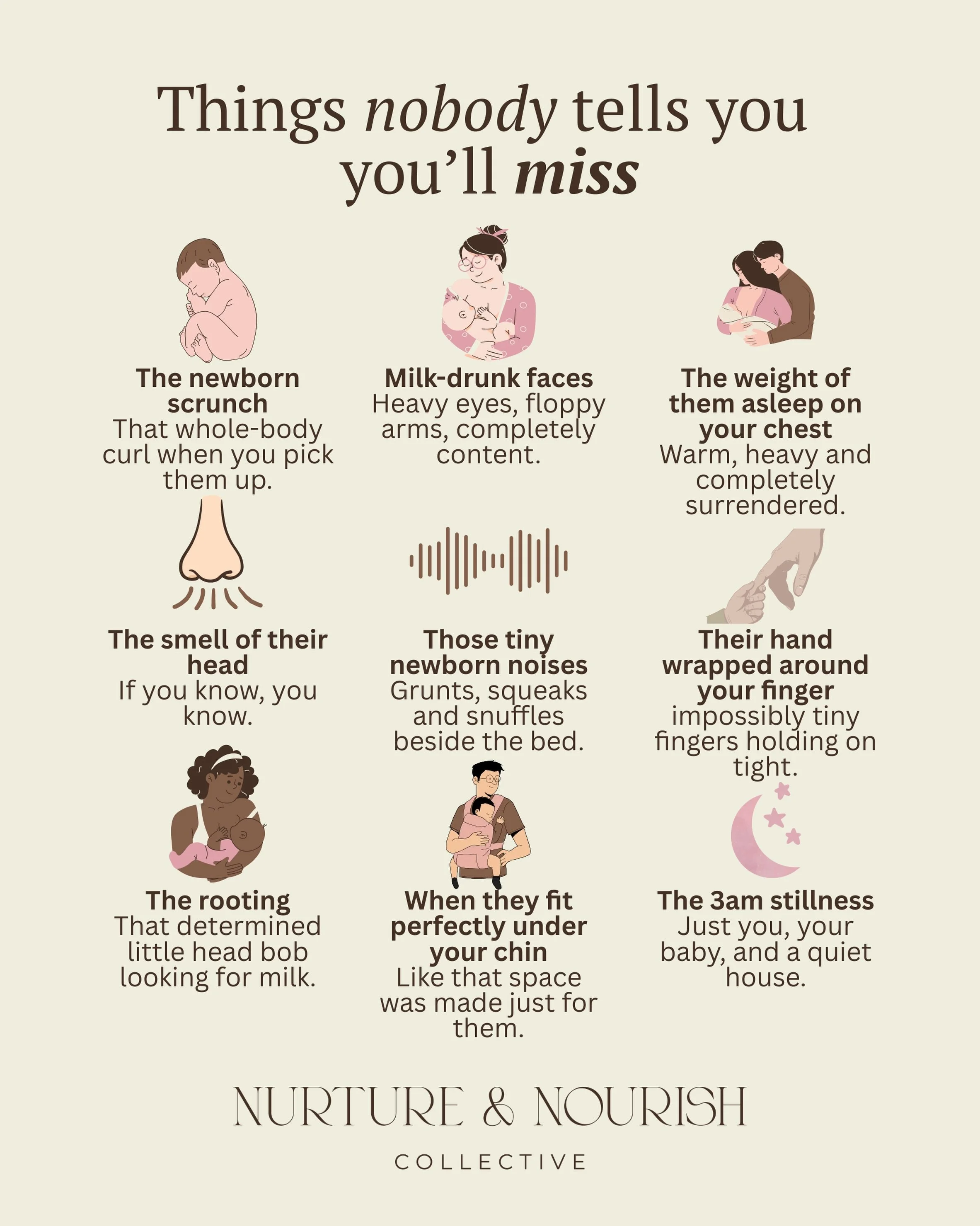 It&rsquo;s the little things.
Your baby curled up on your chest.
Those sweet little grunting noises you hear from the bassinet at 3am.
The silence of the world when it&rsquo;s just you, and your baby in the middle of the night.
The way their body scr