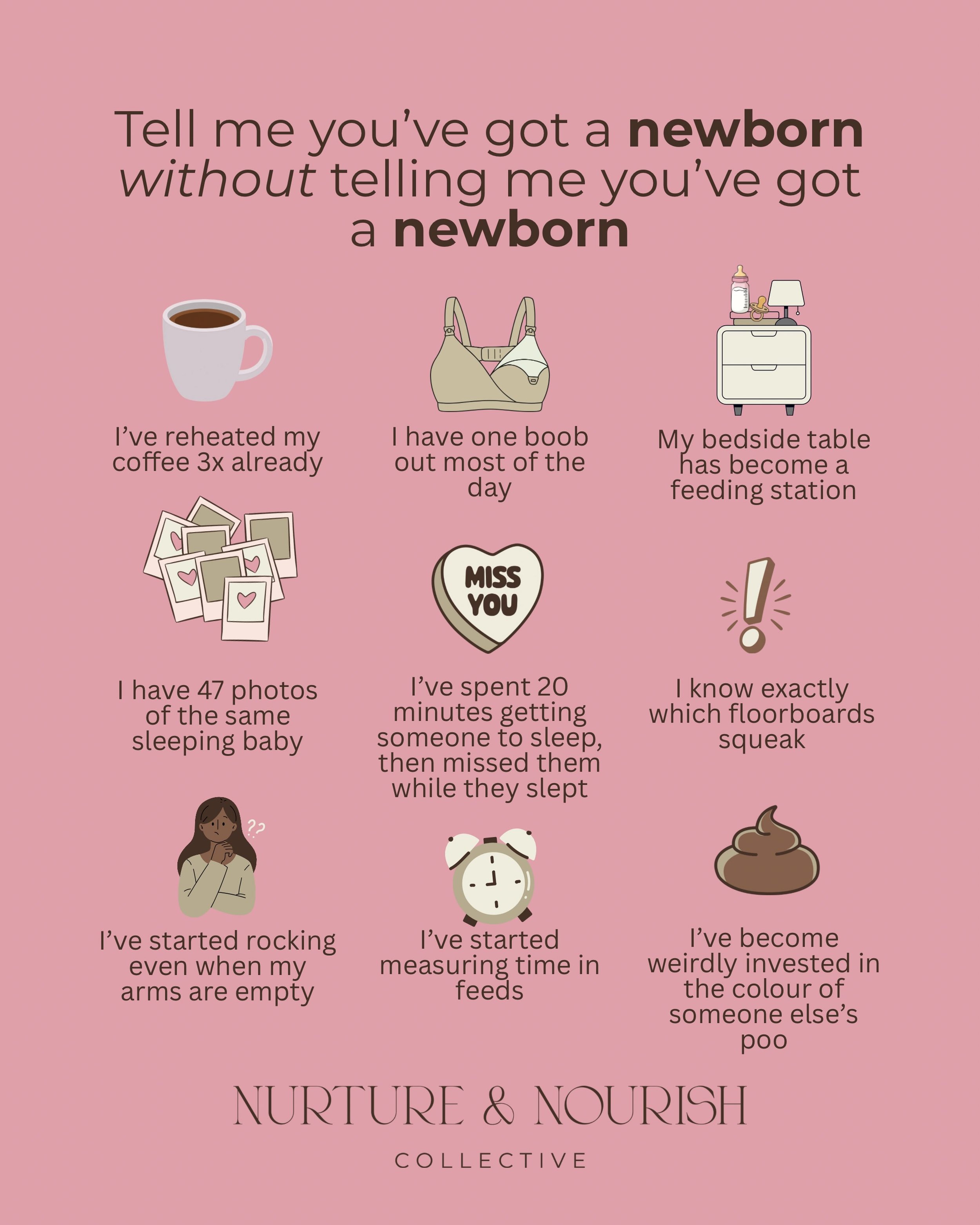 Newborn life is its own little world!

Suddenly things you&rsquo;ve never given a second thought to become a VERY big deal, you develop skills you never knew you needed, and your definition of a productive day changes completely.

And somehow your en