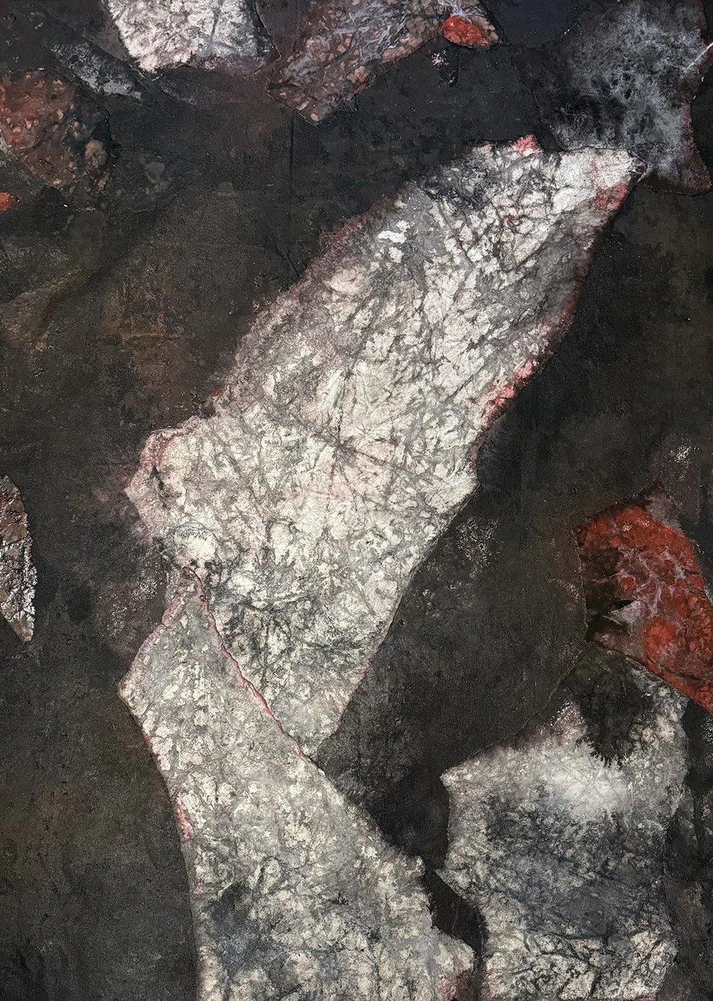 Katherine Filice  I  The Falling, The Rising  I  Oil, ink, earth and paper on buried canvas  I  52 x 40 in