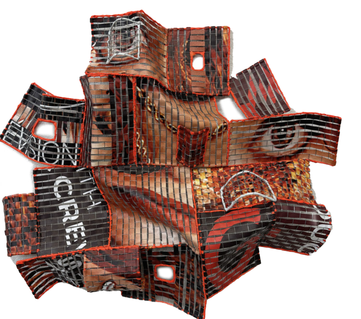 Shelley Heffler  I  20-20  I Vinyl advertising banner & wire  I  24 x 28 x 3 in