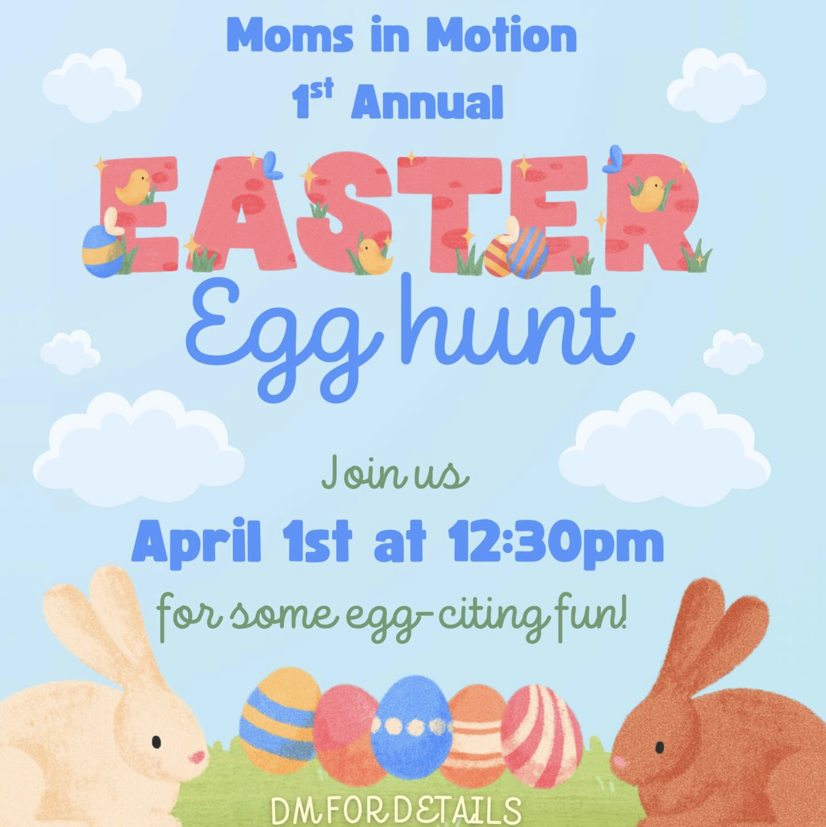 Moms in Motion 1st Annual Easter Egg Hunt Event April 1 in the Lehigh Valley, PA
