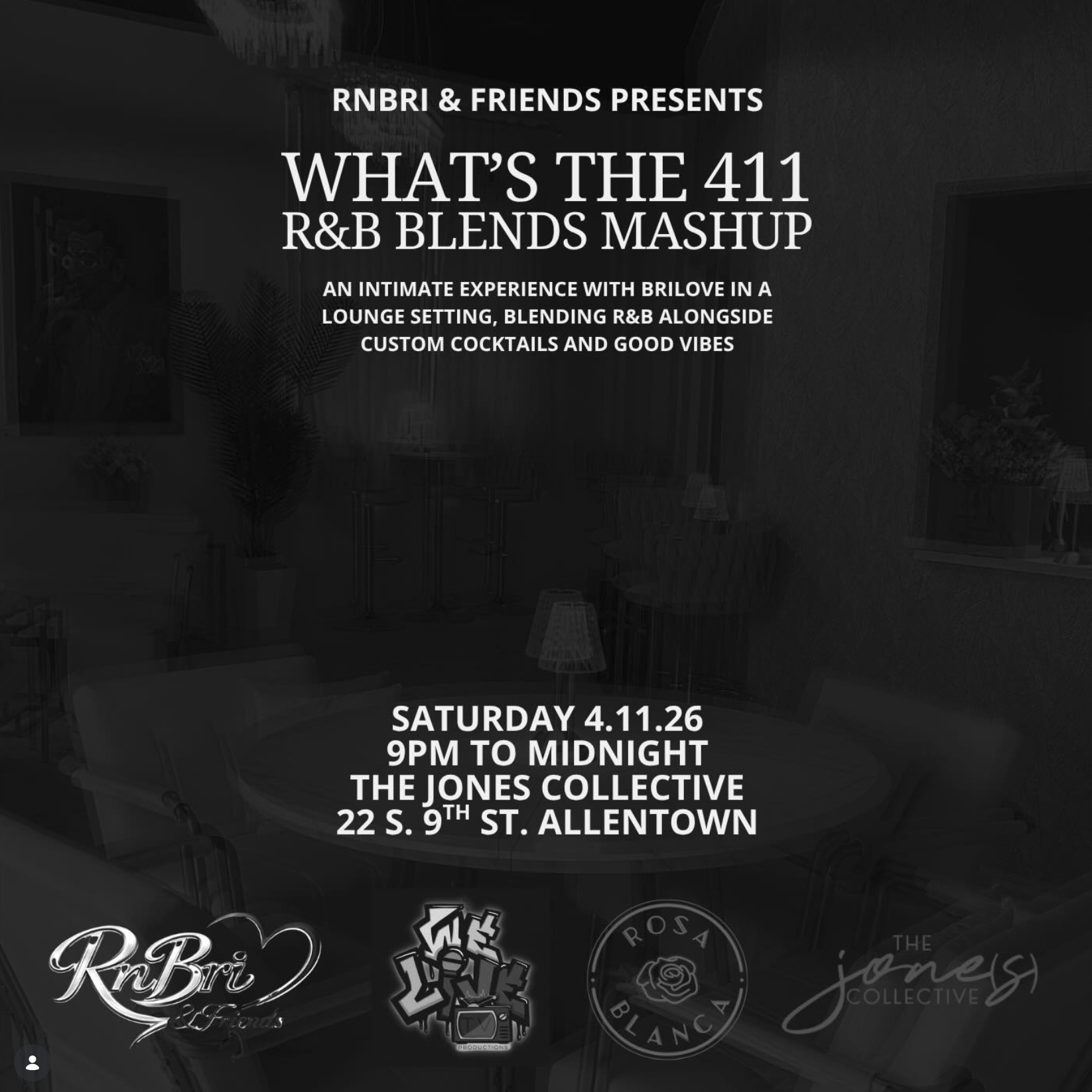 R&B Night Event Aprill 11 at the Jones Collective in Allentown, Lehigh Valley, PA
