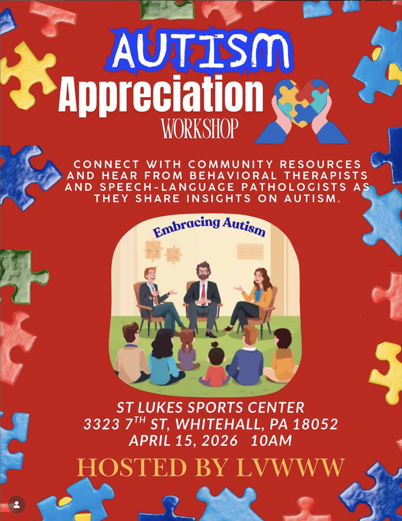 Autism Appreciation Workshop April 15 at St Lukes Sports Center hosted by Lehigh Valley Women Who Win
