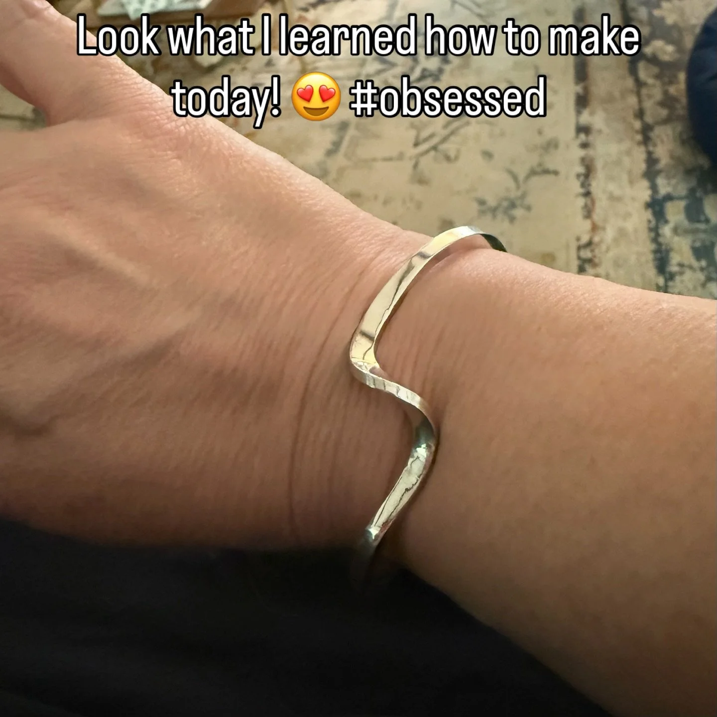 Spent most of today with @agms_tx and @travis.ogden.96 learning how to make this gorgeous cuff bracelet. I am pretty proud of how my first attempt turned out and so grateful for everything I learned today! 🤗 #sterling #silver #bracelet #handmadewith