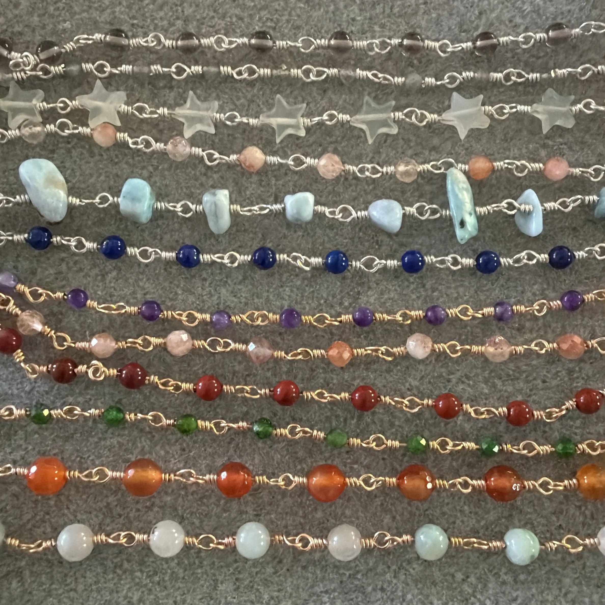 Proud to announce that I am officially an artisan with @everlinkedartisanjewelry! Prepping some links for my next market and exciting to be joining @bloomingheartshop711 and @beyond.the.above in offering these gemstone beauties - come find your next 