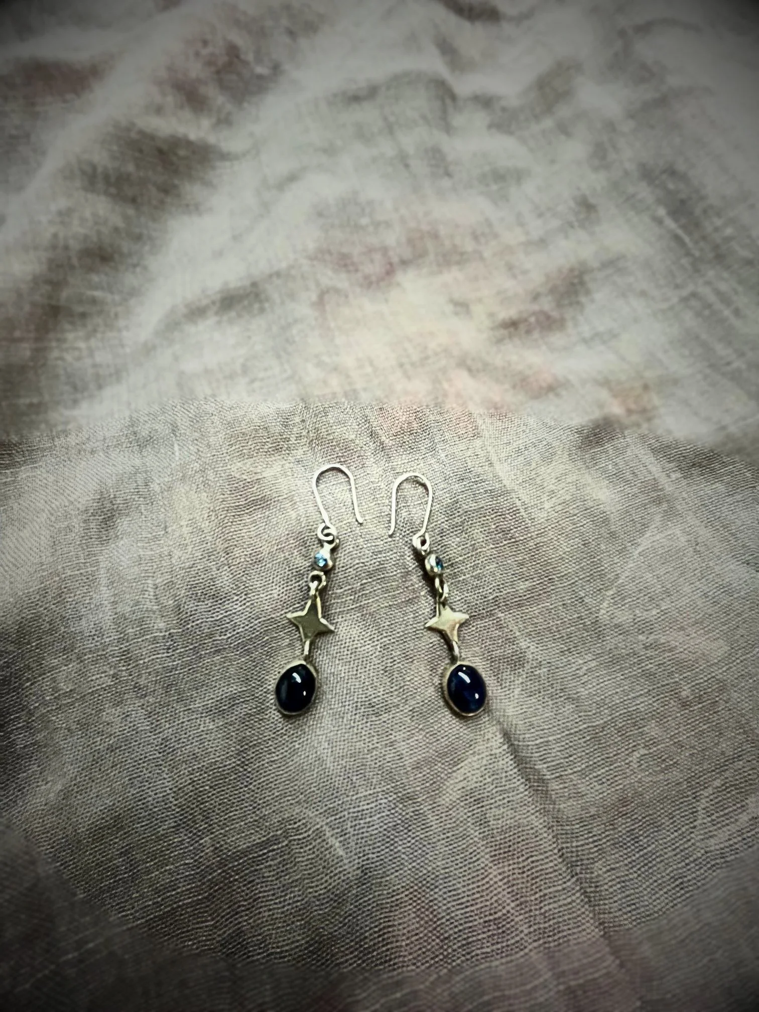 Aurora Gage_Star Sapphire and Moissanite Silver Drop Earrings.jpg
