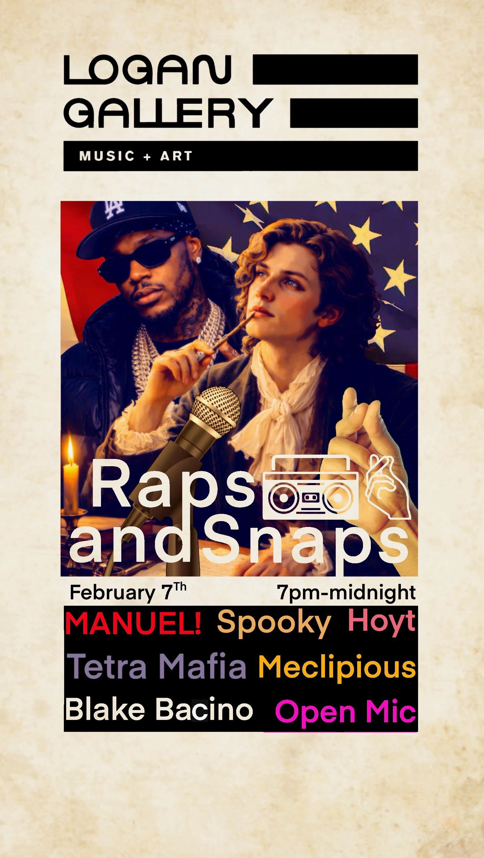 Raps & Snaps – Open Mic Night at The Logan Gallery