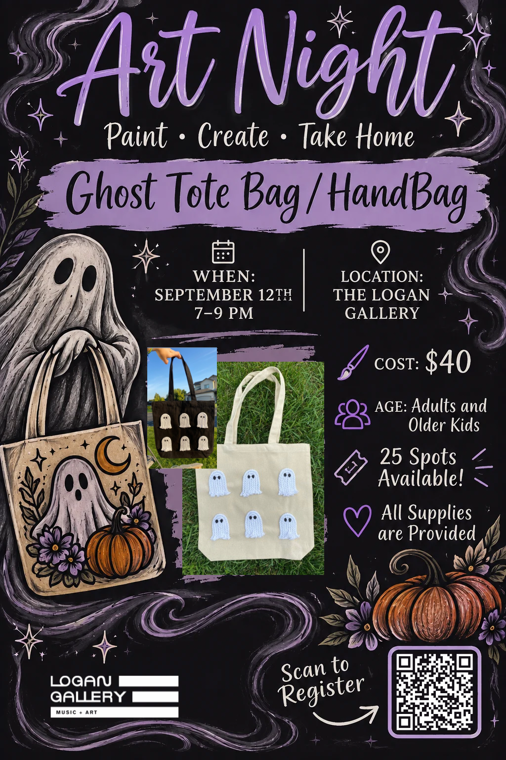 Ghost Tote Bag Art Night