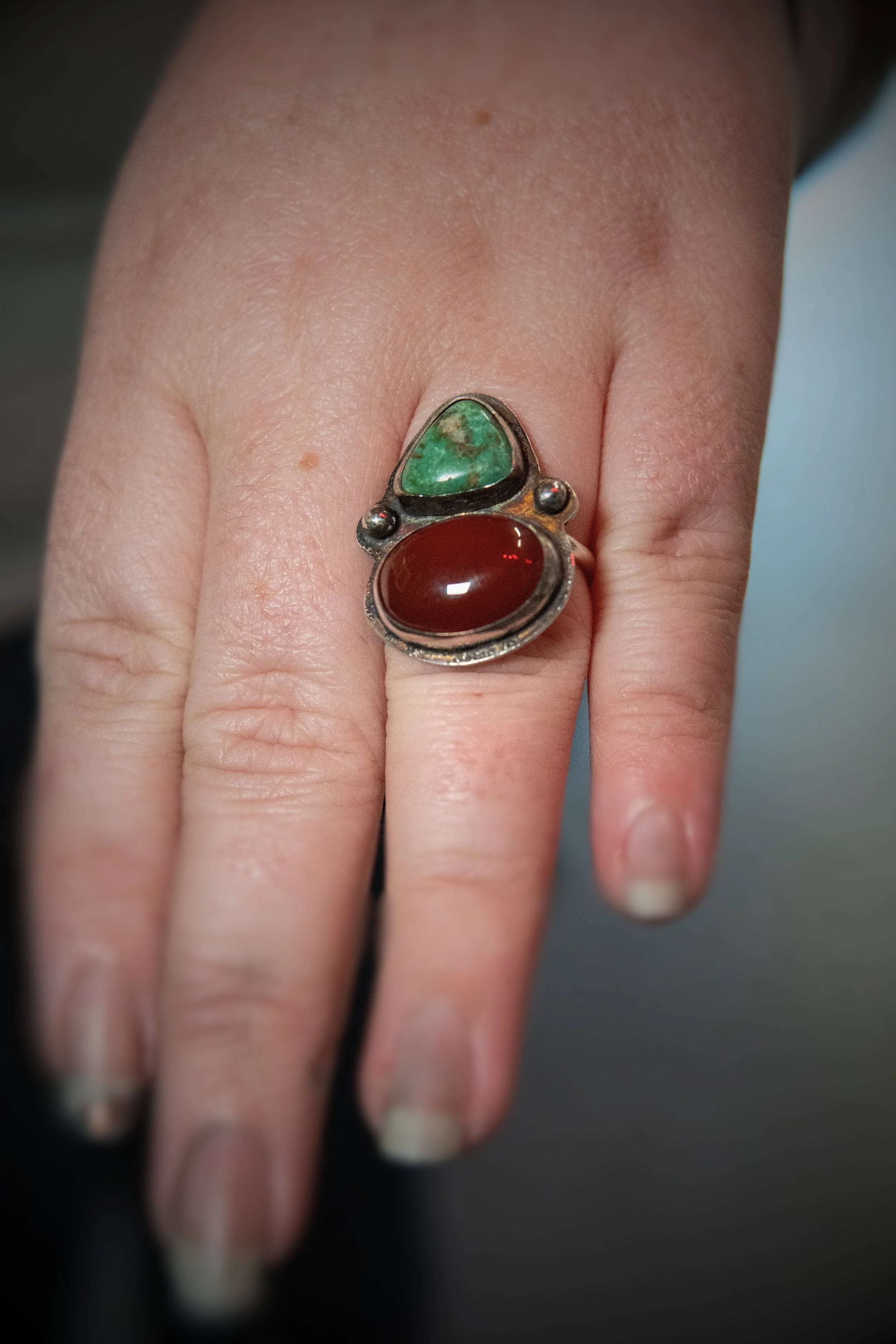 Aurora Gage_Turquoise and Carnelian Ring_Silver.jpg