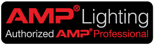 AMP Lighting logo with text 'Authorized AMP Professional' on a black background