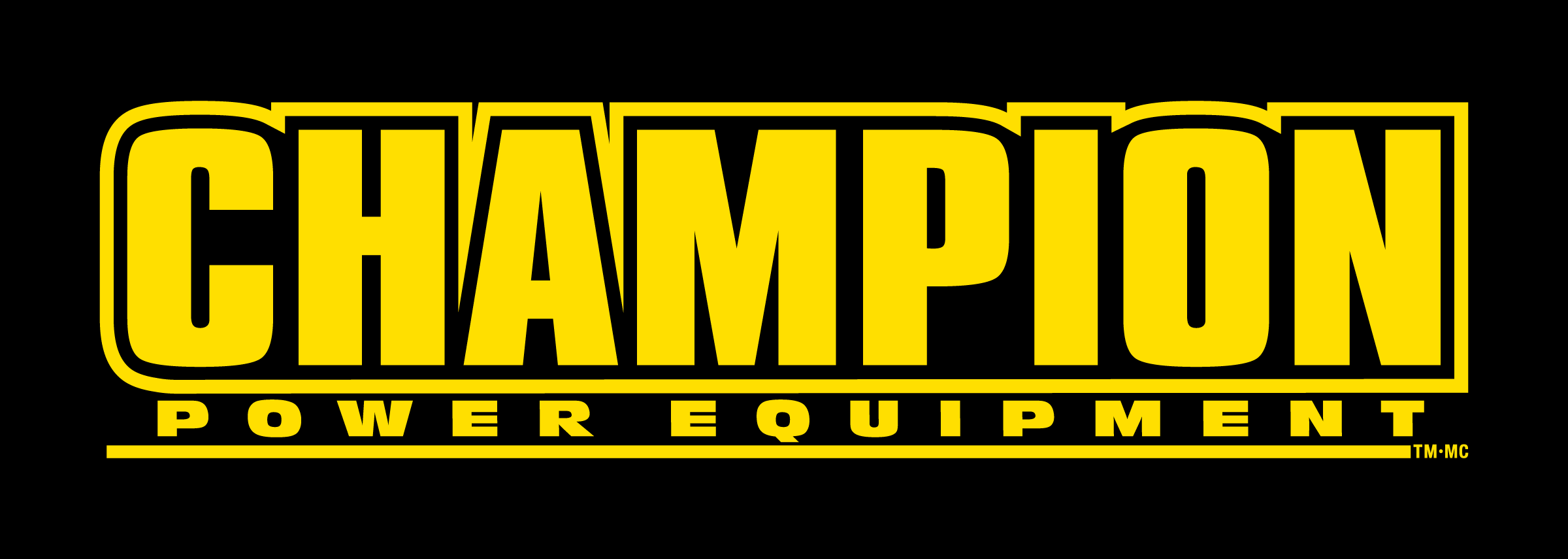 Yellow and black logo with the words 'CHAMPION POWER EQUIPMENT' in bold capital letters.