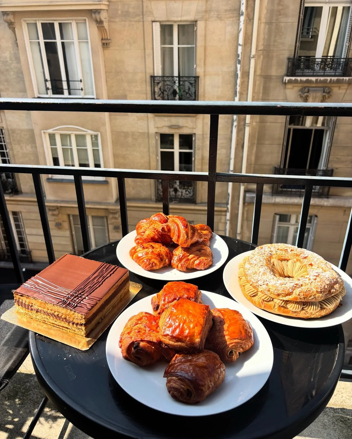 Day 8!!!! Today might be my favorite pastries that I&rsquo;ve done so far 😋 The praline in the Paris-Brest was just insane and it was so fun to make. Andddd making the opera cake was crazy with the amount of layers. The croissants and pains au choco