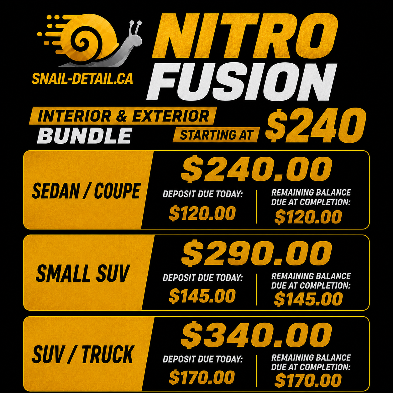 STARTING AT ONLY $240 Nitro Fusion Interior & Exterior Bundle