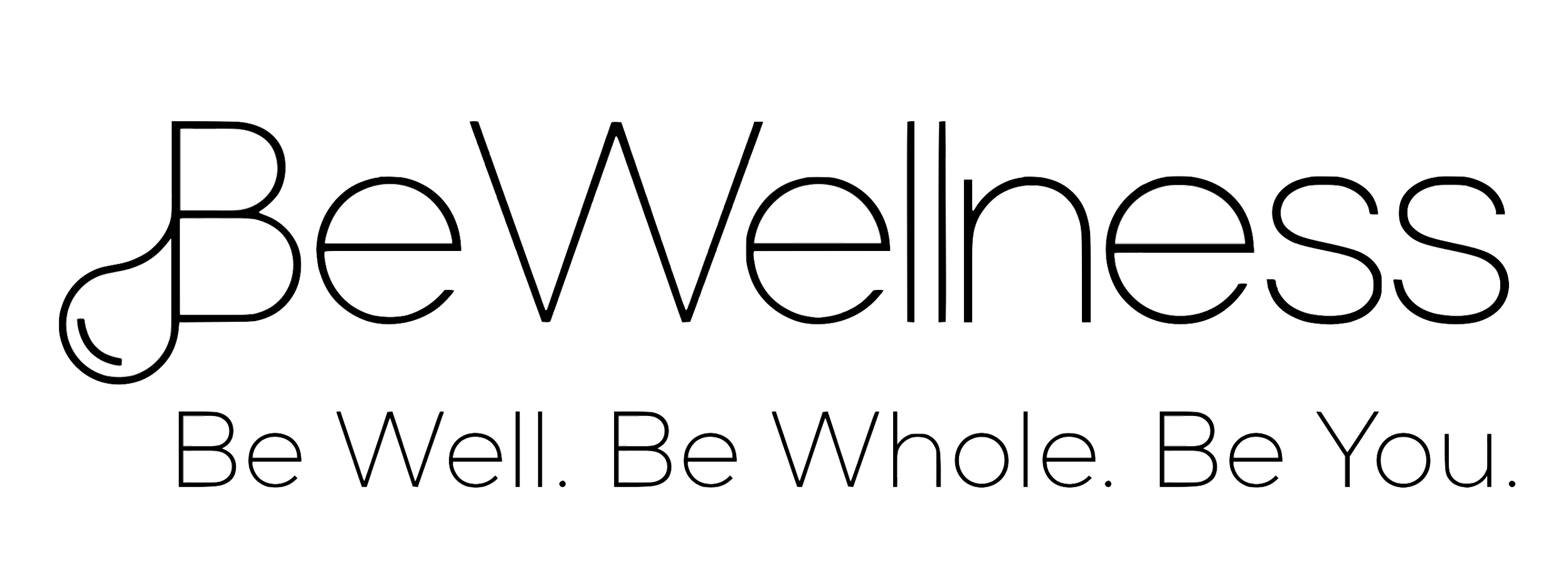 Logo with the word "bewellness" and the slogan "Be We. Be Whole. Be You."