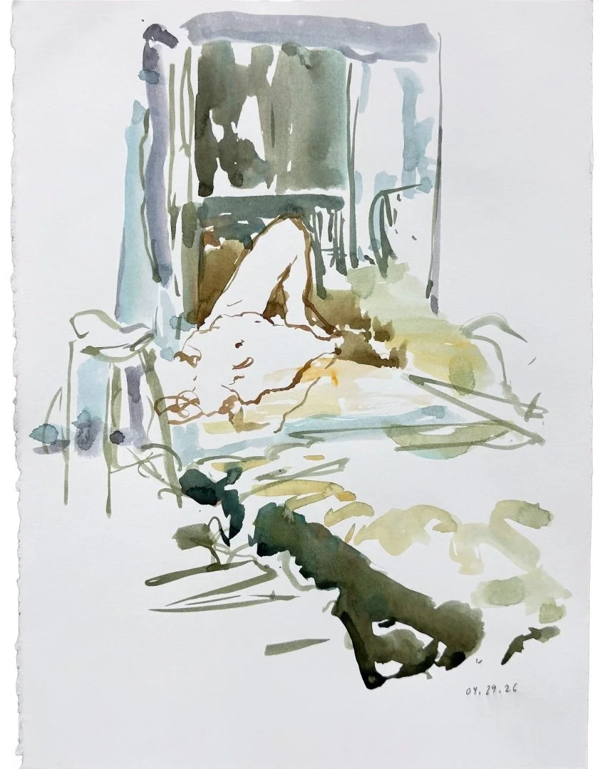 Underlying Pulse, 2026, watercolour on paper — 15 x 11 in. Copyright © 2026 V. A. Stusiak