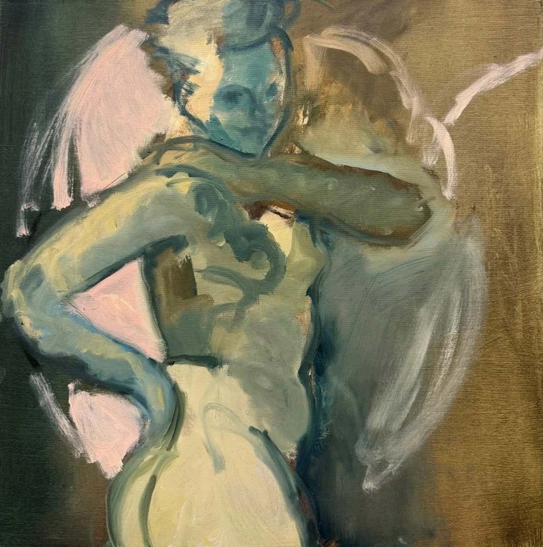 Reposition, 2026, oil on canvas — 24 x 24 in. Copyright © 2026 V. A. Stusiak