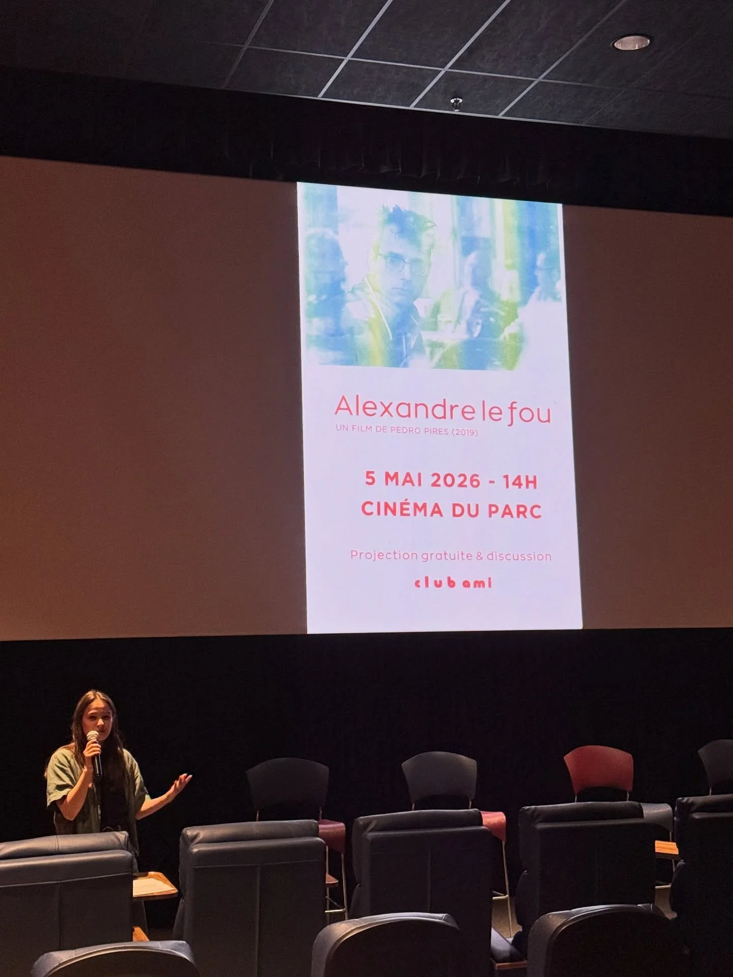 Projection d&rsquo;Alexandre le fou de Pedros Pires au @cinemaduparc 

Merci &agrave; Julien d&rsquo;avoir appos&eacute; des affiches dans les organismes de CdN, NdG et autour du cin&eacute;ma!