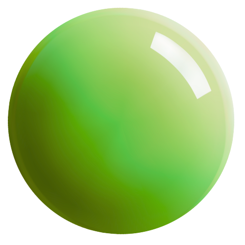 A shiny, smooth, green spherical object with a reflection of light on its surface.