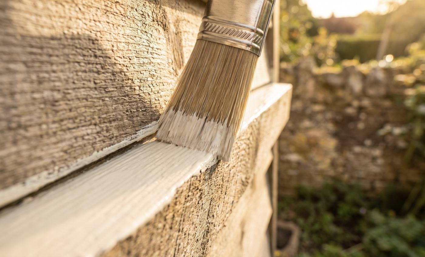 Brush laying a clean line of exterior paint along a timber weatherboard edge on an Auckland home
