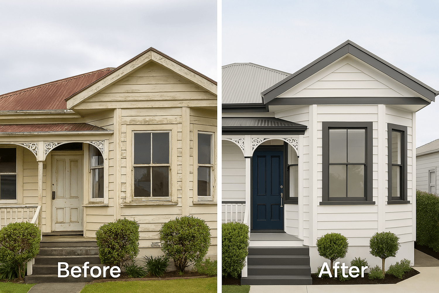 Auckland villa exterior repaint before and after by Key Painting pre-sale specialists