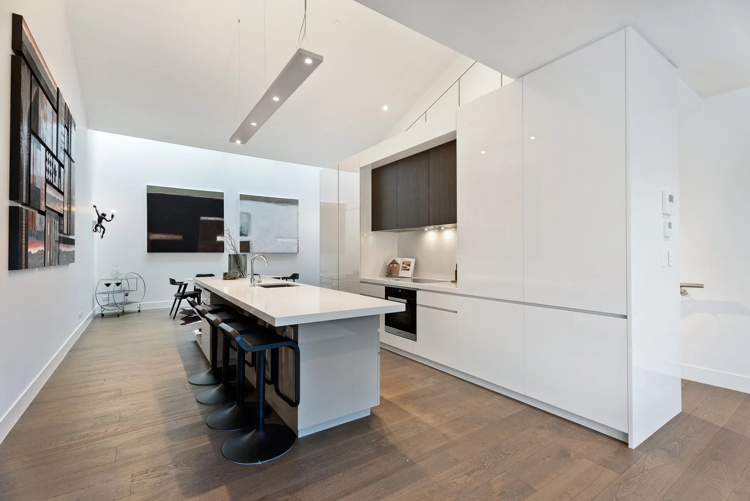 Modern kitchen interior with freshly painted walls and island, Auckland