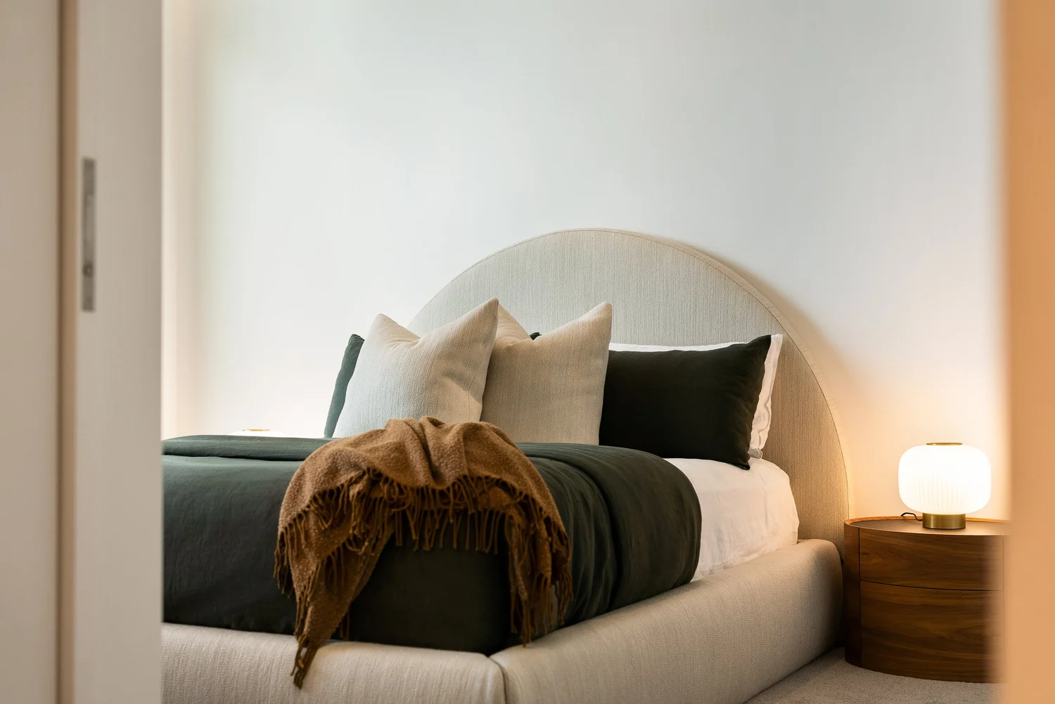 Neutral repainted bedroom staged for sale, Auckland