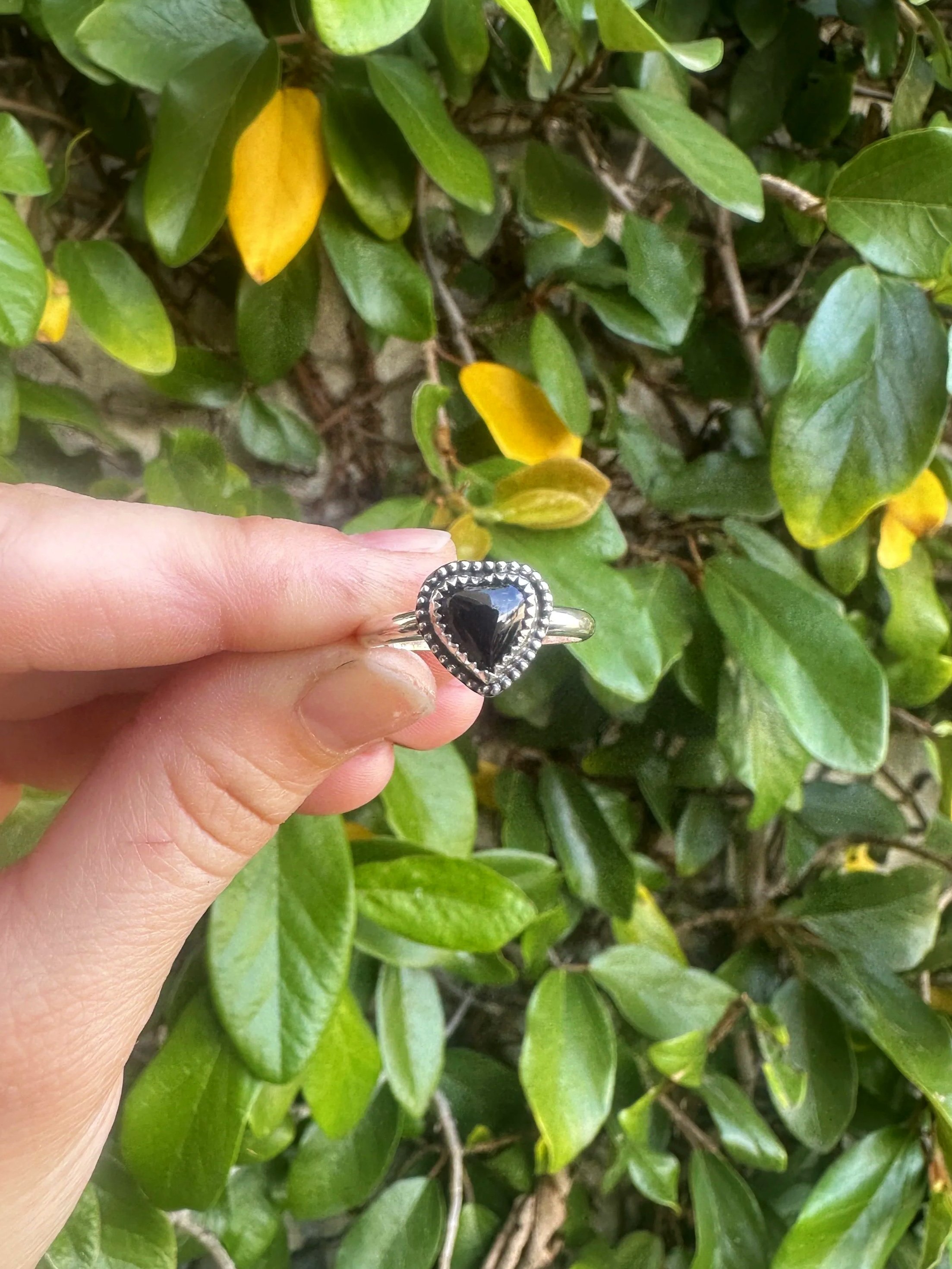 Black Hearts Beaded Ring