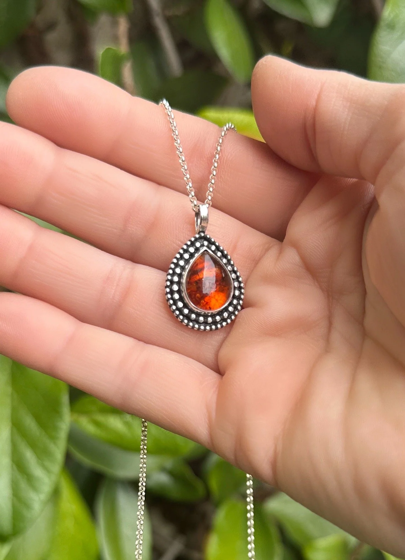 Amber Beaded Pendant