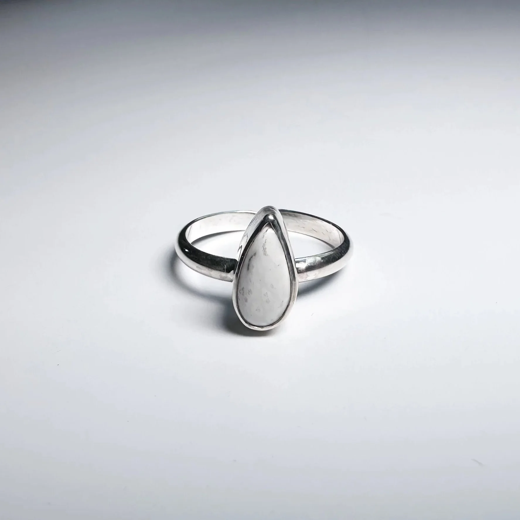 White Buffalo Teardrop Ring