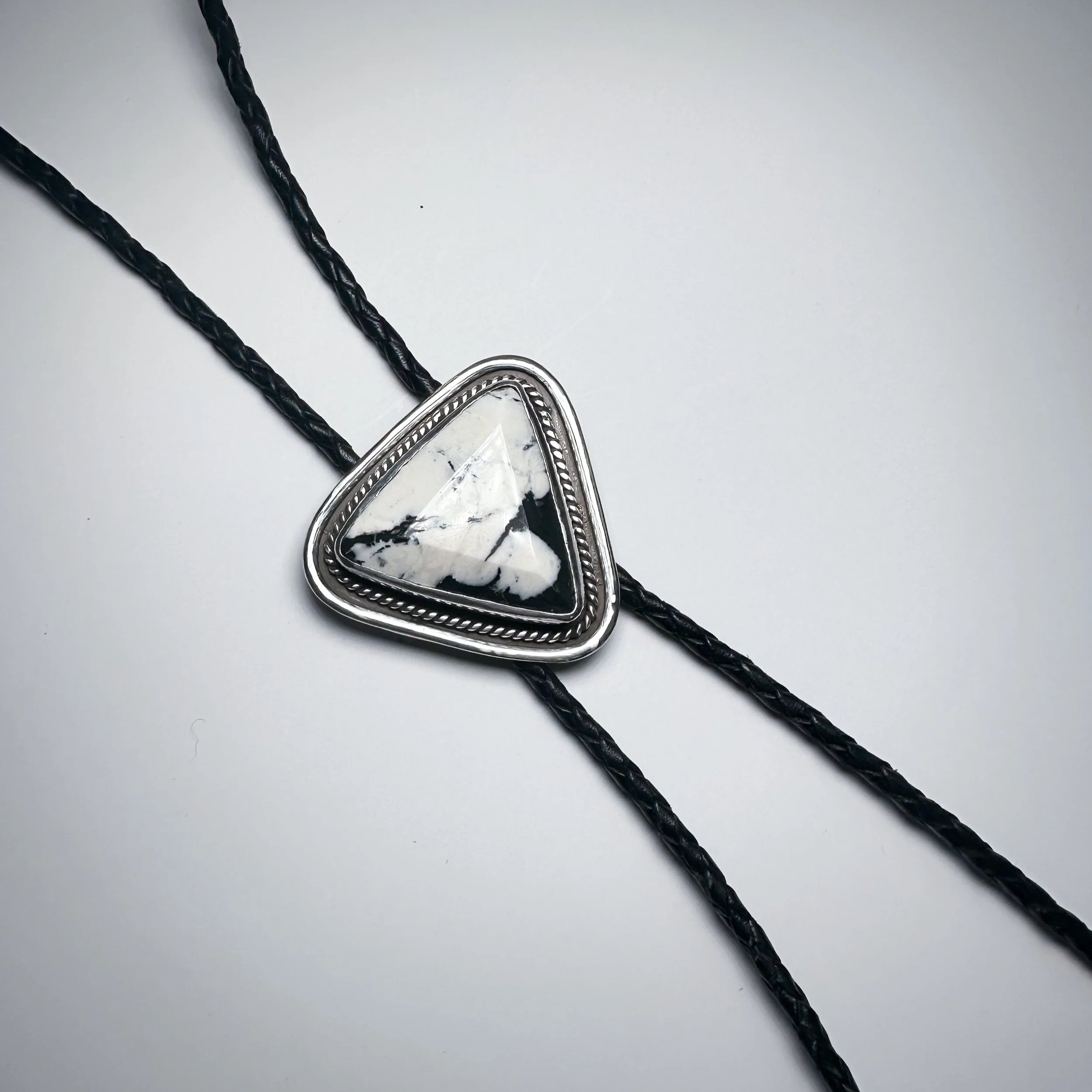 Faceted White Buffalo Bolo Tie