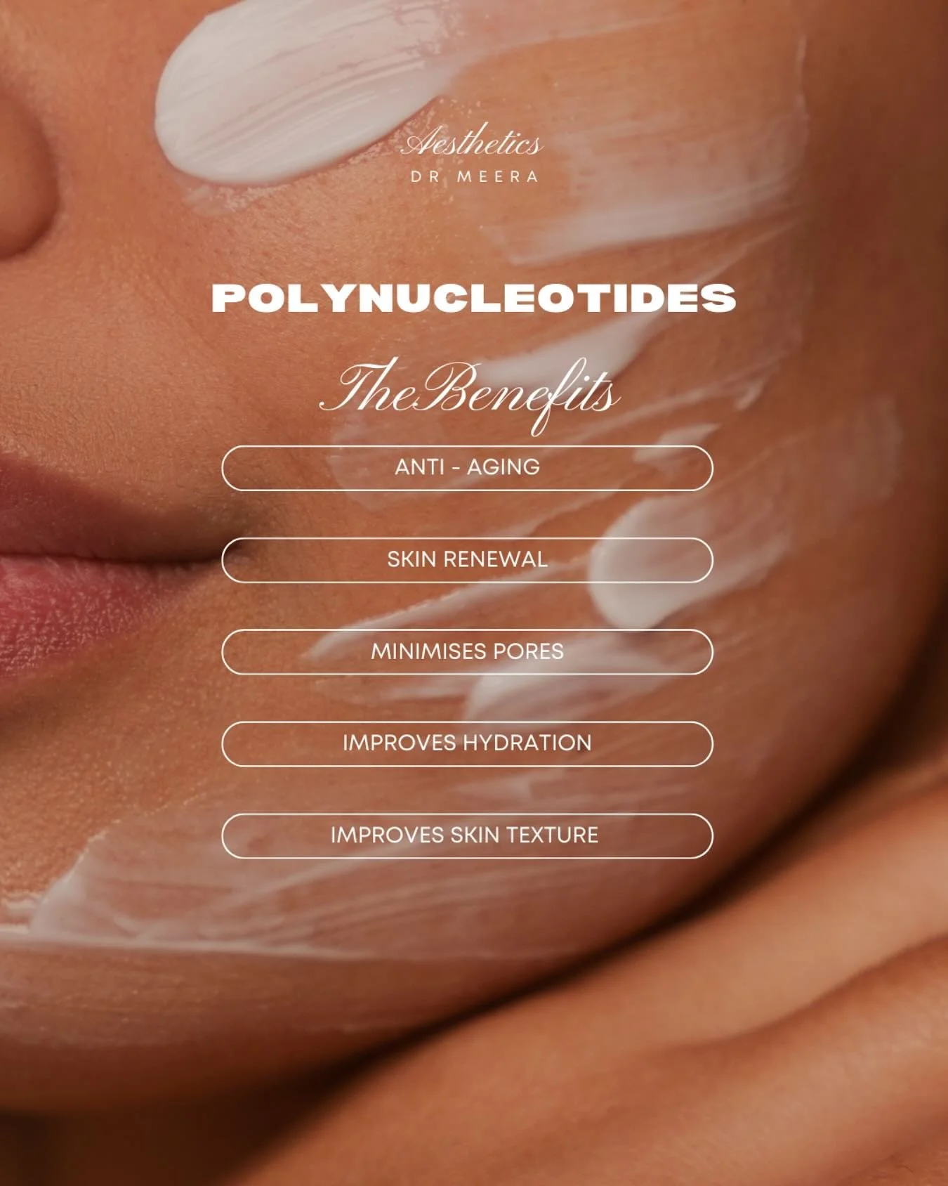 Discover the science of skin rejuvenation with Polynucleotides &mdash; the next generation of bio-stimulating treatments. 🌿
They work deep within the skin to:
✨ Boost collagen and elastin production
✨ Improve texture and hydration
✨ Smooth fine line