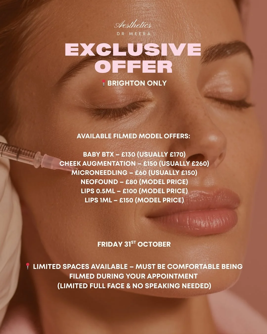 Get your glow for less ✨ We&rsquo;re looking for BRIGHTON based clients to take part in our upcoming content shoot!

 You&rsquo;ll receive your favourite treatment at a special discounted price in exchange for being filmed for our social media channe