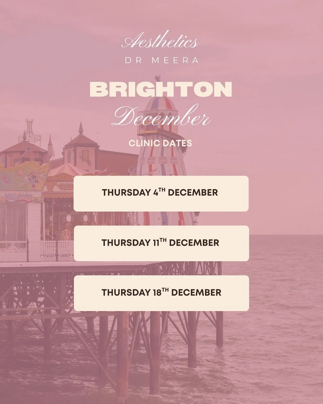 BRIGHTON! Your December clinic dates are here! Get your glow just in time for the festive season. 🔗 on stories to secure your spot, don&rsquo;t wait they fill fast!!